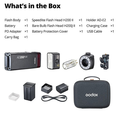 ⚡ Godox AD200Pro II – 200Ws Pocket Flash with TTL & HSS (Upgraded Pro Series)