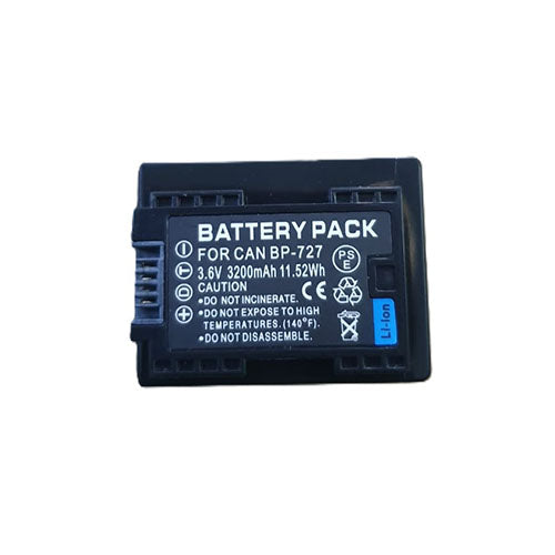Battery Pack for Canon BP-727 (3.6V, 3200mAh, 11.52Wh)