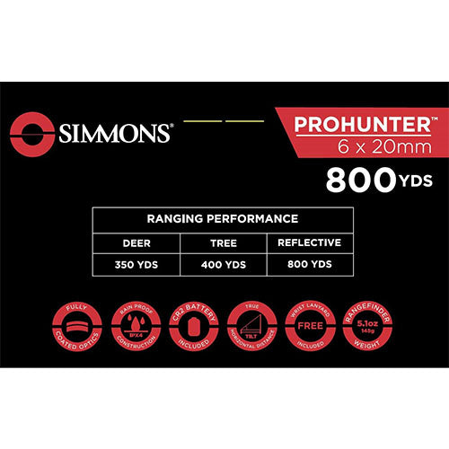 Simmons Pro Hunter 800 YDS 6x20mm Rangefinder (New)