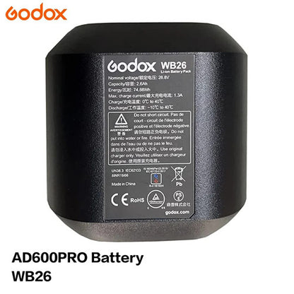 🔋 Godox WB26 Battery for AD600Pro – 28.8V 2.6Ah (74.88Wh) Rechargeable Li-Ion Battery  Condition: New