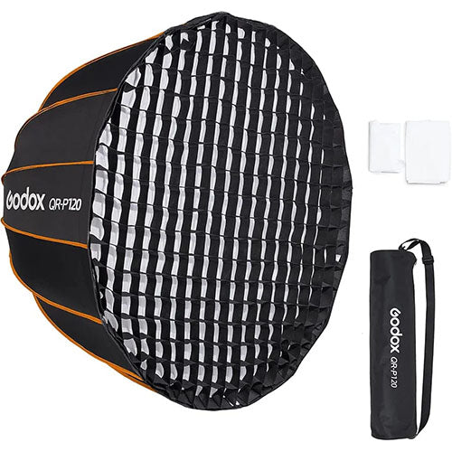 Godox QR-P120 Parabolic Softbox with Grid – 120cm Quick Release Softbox for Professional Lighting