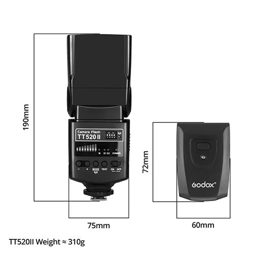⚡ Godox TT520II Speedlite Flash – Manual Wireless Flash for DSLR Cameras